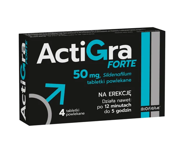 Actigra Forte, 50 mg, tabl.powl., 4 szt