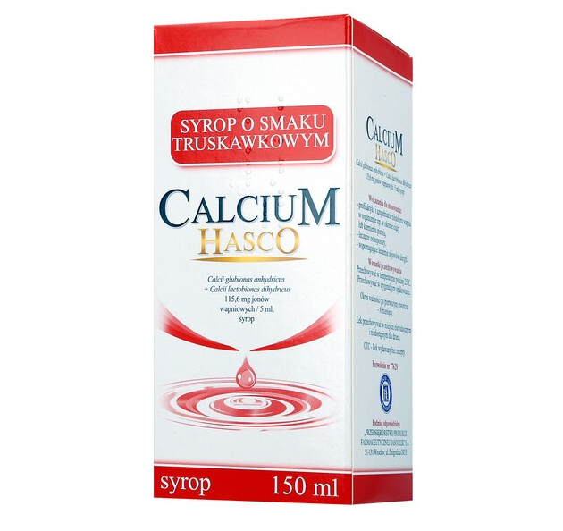 Calcium Hasco, 115,6 mg/5ml, syrop o smaku truskawkowym, 150 ml