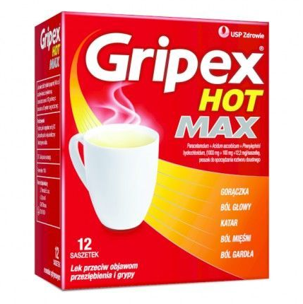Gripex Hot MAX, proszek do sporządzania roztworu doustnego, 12 saszetek