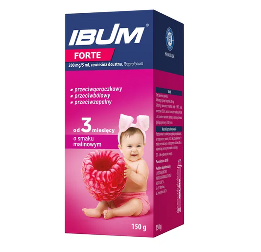 Ibum Forte, 200 mg/5ml, zawiesina doustna o smaku malinowym, 150 g