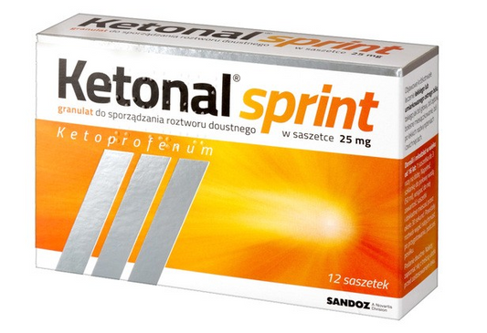Ketonal Sprint, 25 mg, granulki do sporządzania roztworu doustnego, 12 saszetek