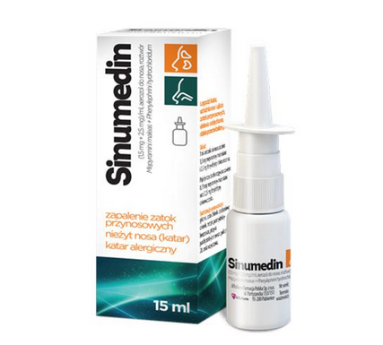 Sinumedin (1,5 mg + 2,5 mg)/ml, aerozol do nosa, 15 ml