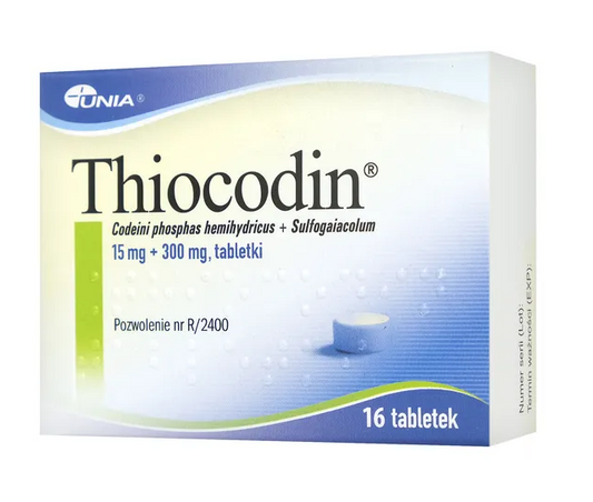 Thiocodin, 15 mg + 300 mg, tabletki, 16 szt.
