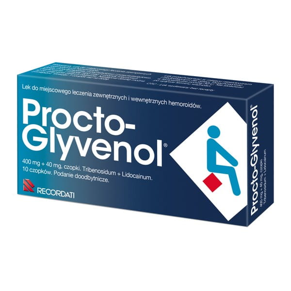 Procto-Glyvenol, 400 mg + 40 mg, czopki doodbytnicze, 10 szt.