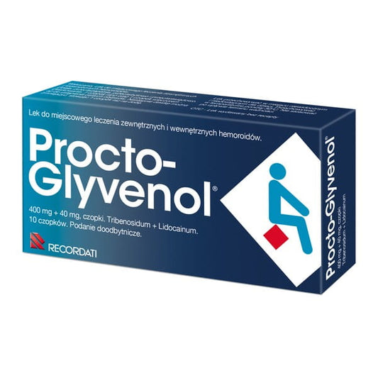 Procto-Glyvenol, 400 mg + 40 mg, czopki doodbytnicze, 10 szt.