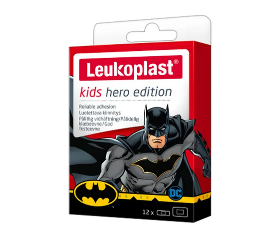 Leukoplast Kids Hero Edition (Batman), plastry z opatrunkiem w dwóch rozmiarach, 12 szt.