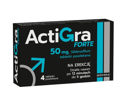 Actigra Forte, 50 mg, tabl.powl., 4 szt