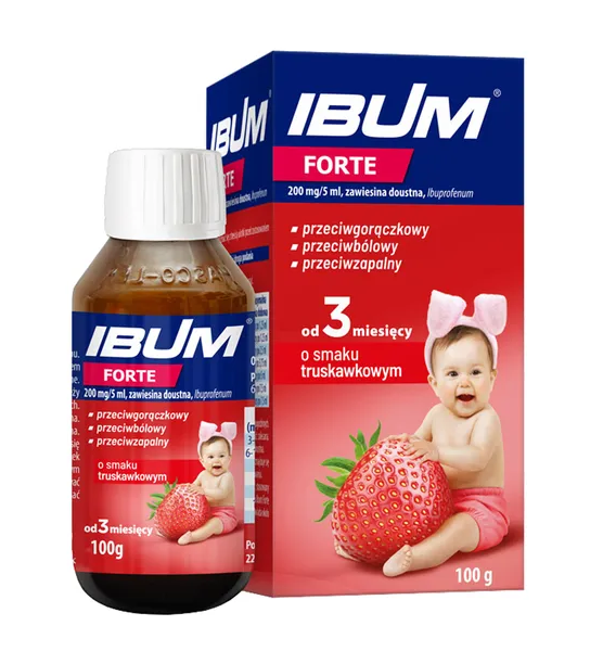 Ibum Forte, 200 mg/5ml, zawiesina doustna, smak truskawkowy, 100 g