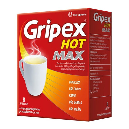 Gripex Hot MAX, proszek do sporządzania roztworu doustnego, 12 saszetek