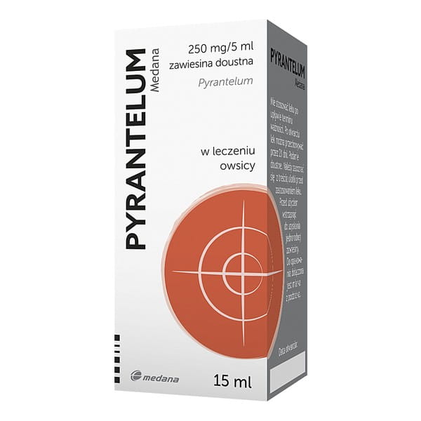 Pyrantelum, (250 mg / 5 ml), zawiesina doustna, 15 ml