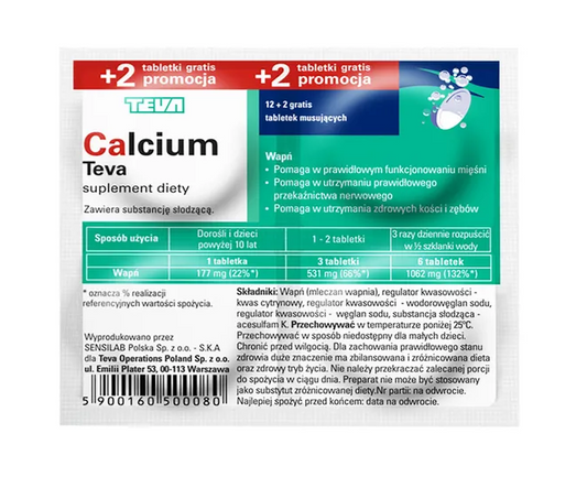 Calcium Teva (Calcium Pliva), tabletki musujące, 12 szt. + 2 szt.