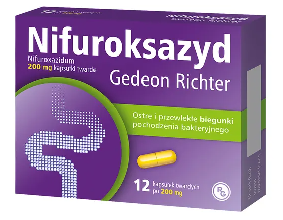 Nifuroksazyd , 200 mg, kapsułki twarde, 12 szt.